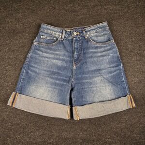 Pilcro Anthropologie Blue Denim Shorts High Rise Cuffed Women's Size 27